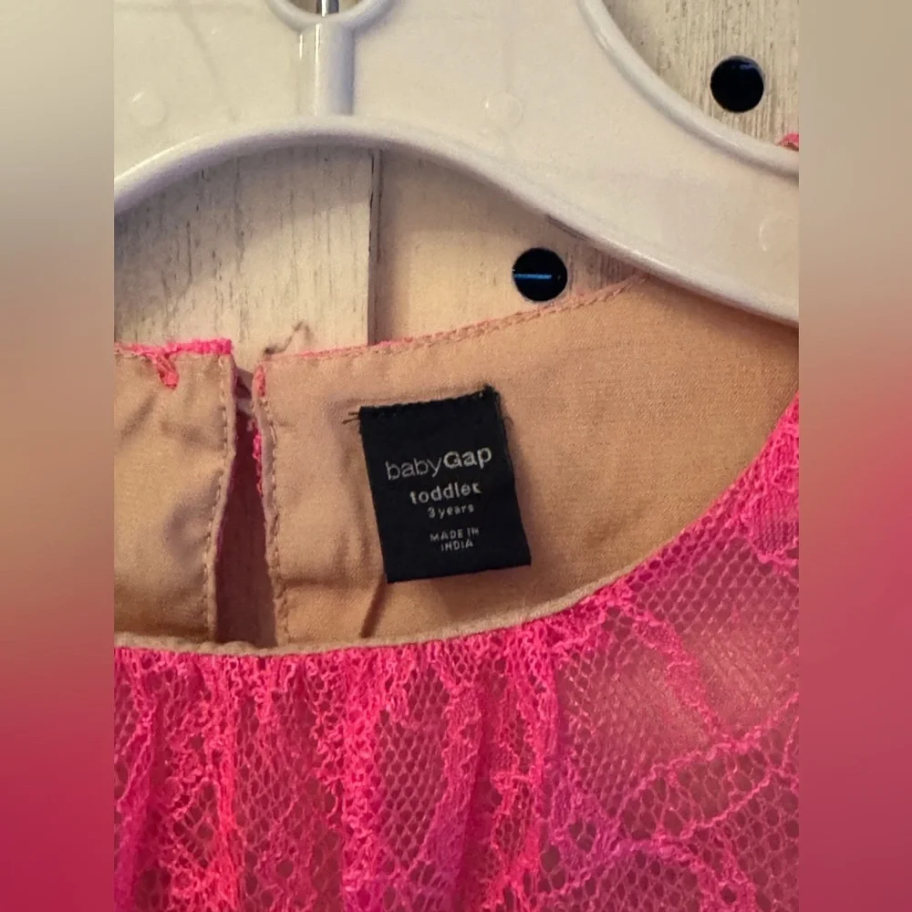 Gap Kids Hot Pink Lace Dress Girls 3T Barbiecore Party Holiday Special Occasion